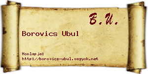 Borovics Ubul névjegykártya